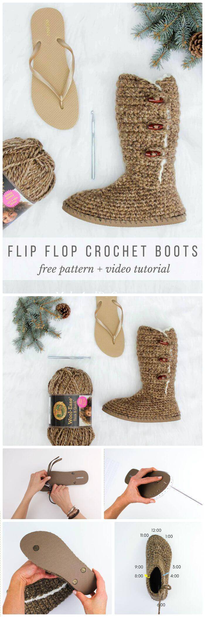 crochet boots from flip flops