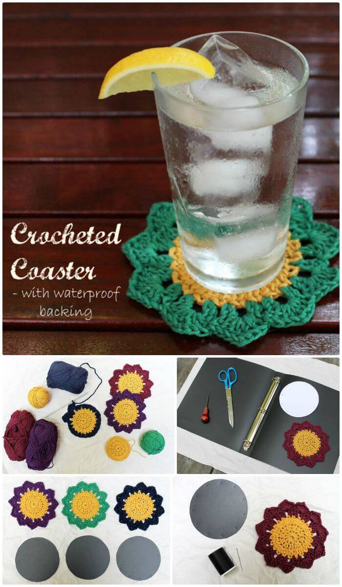 DIY Colourful Crocheted Coasters With Waterproof Backing, Free easy crochet coaster patterns for crochet lovers! Outstanding Crochet coasters for beginners!