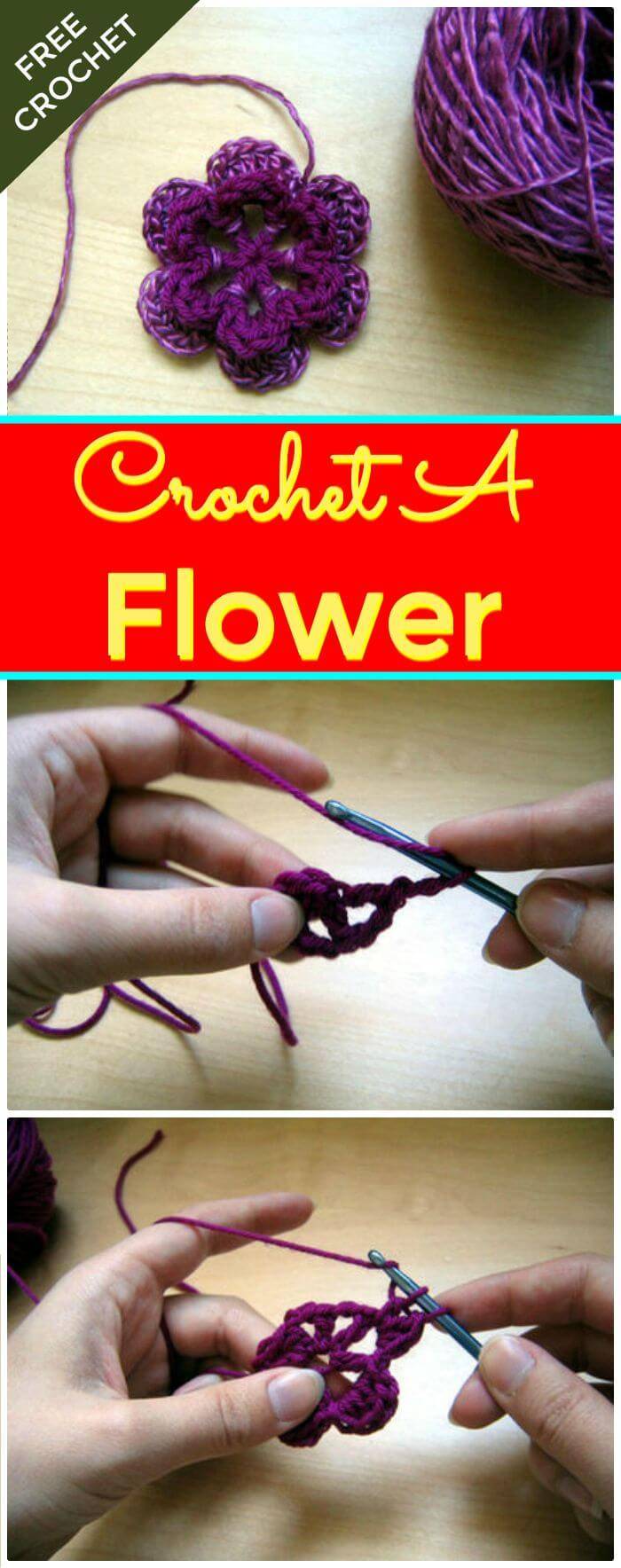 DIY Crochet A Flower-Free Crochet Pattern, How to crochet flowers projects! Free crohet flower Patterns!