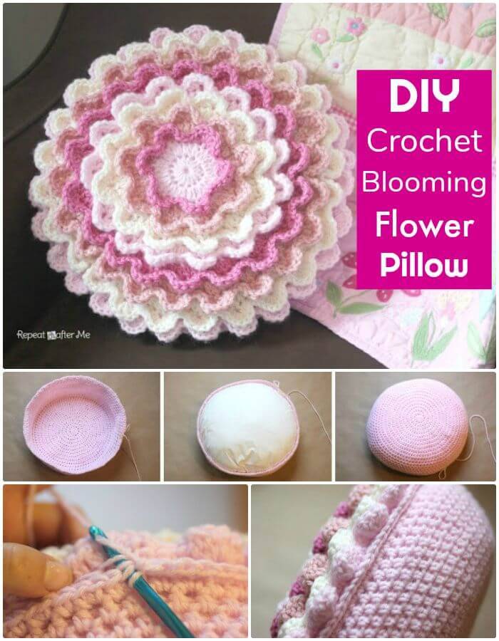 DIY Crochet Blooming Flower Pillow, DIY crochet flower tutorials!