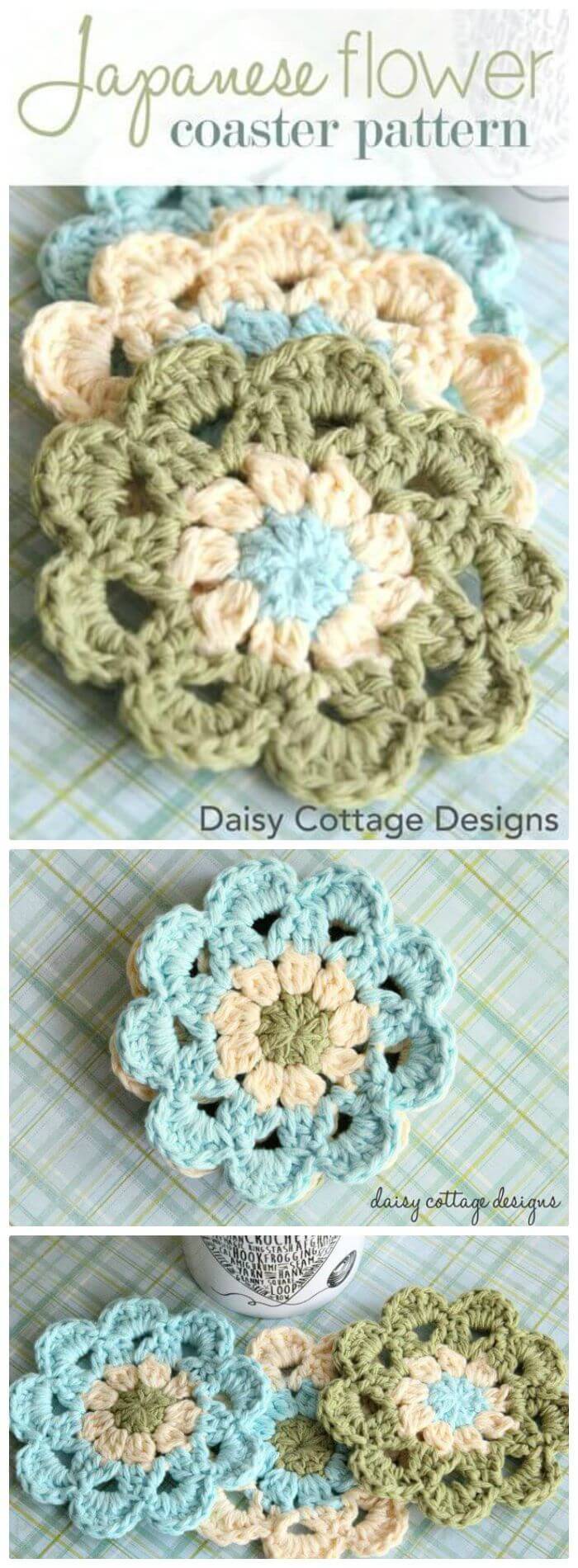 DIY Crochet Coasters Set – Japanese Flower Motif, How to crochet a coaster for beginners!