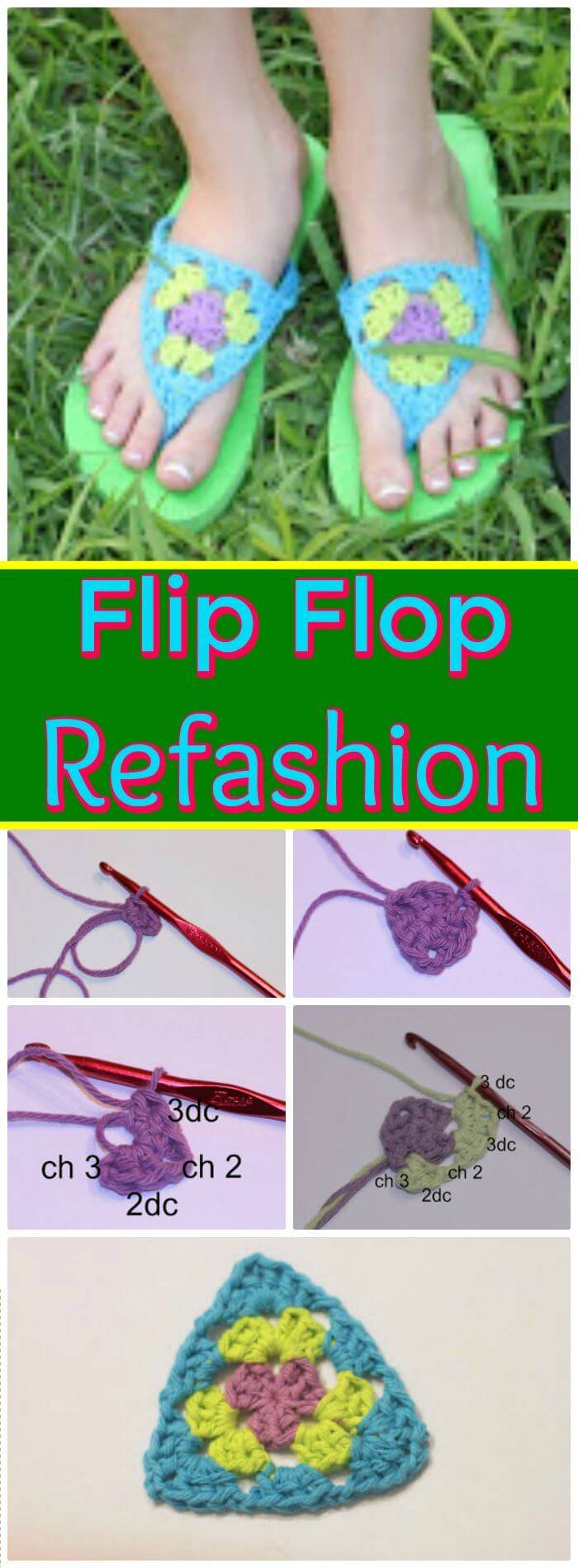 DIY Crochet Flip Flop Refashion, crochet flip flops free patterns for adult