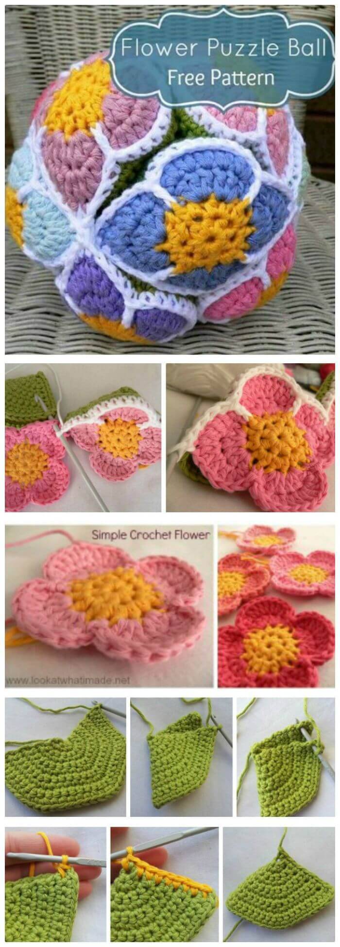 DIY Crochet Flower Ball Pattern, Easy and quick crochet flowers patterns with free guides!