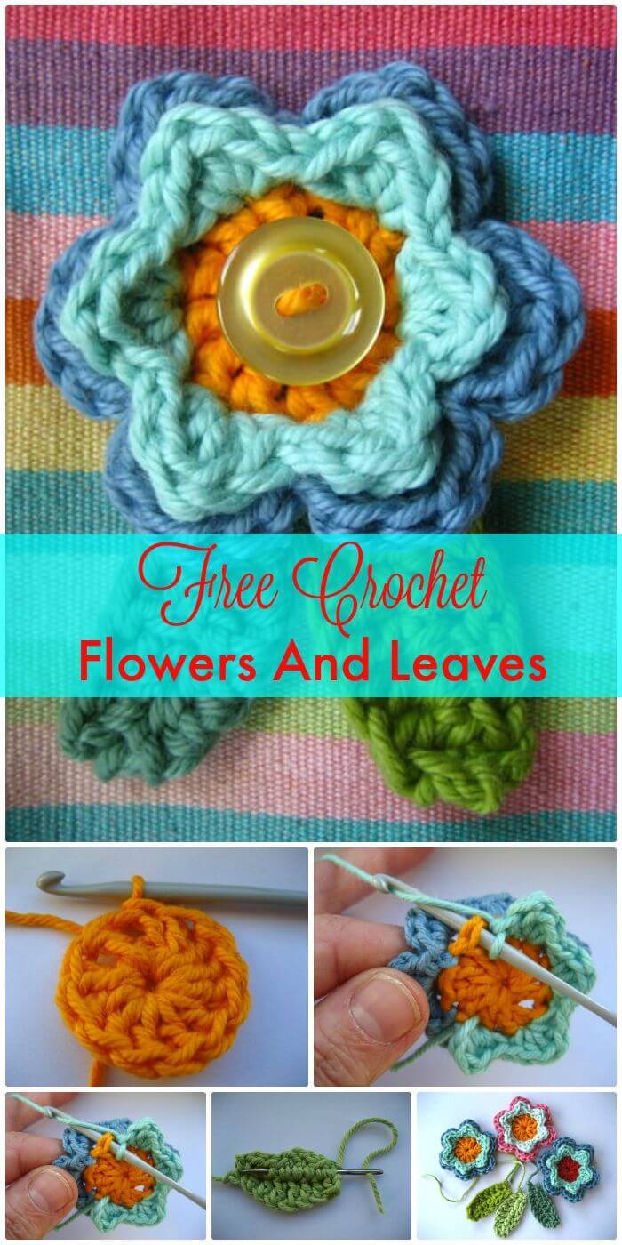 DIY Crochet Flowers And Leaves, Crochet flowers with step-by-step instructions!