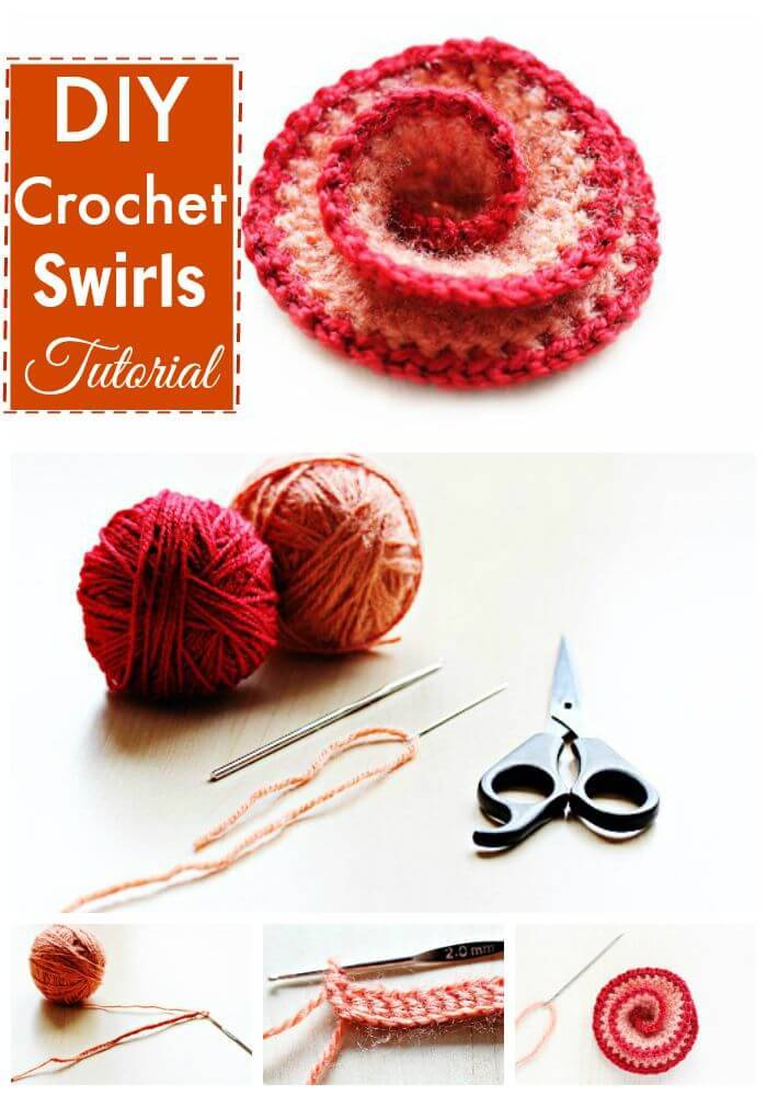 DIY Crochet Swirls Tutorial, How to crochet flowers projects! Free crohet flower Patterns!