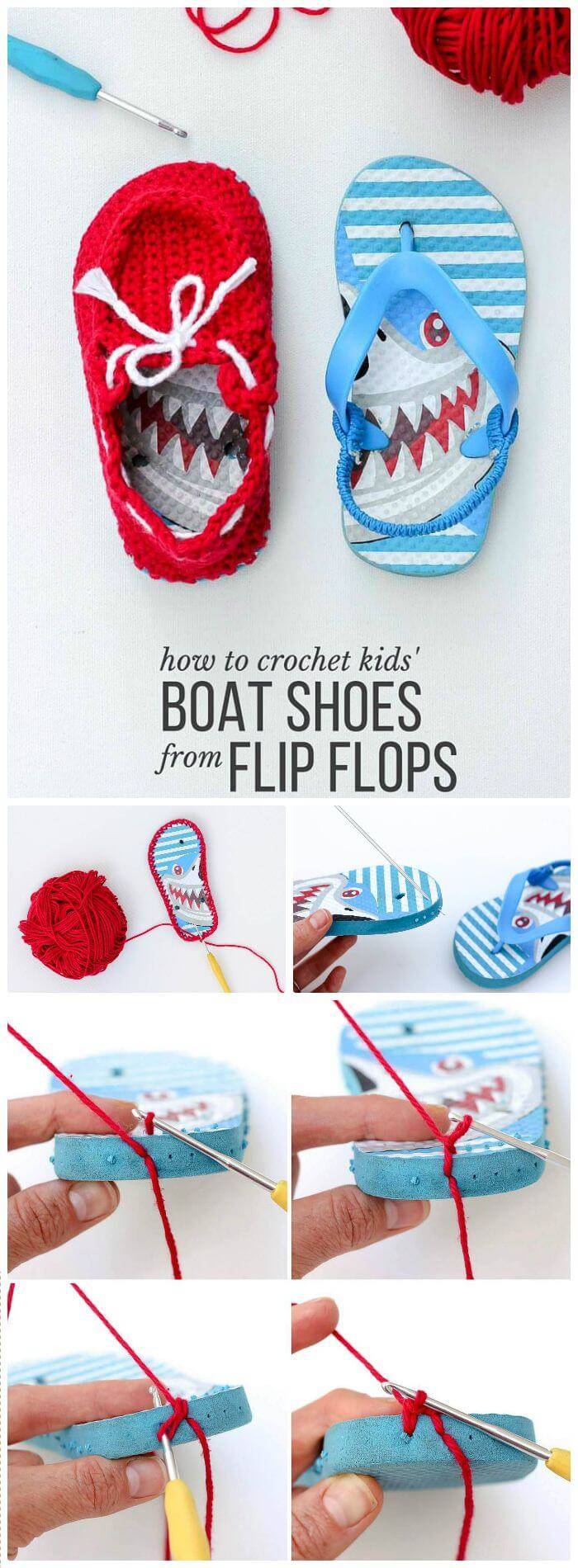 DIY Crochet Toddler “Boat Shoe” Slippers With Flip Flop Soles Free Pattern, flip flop slippers crochet instructions