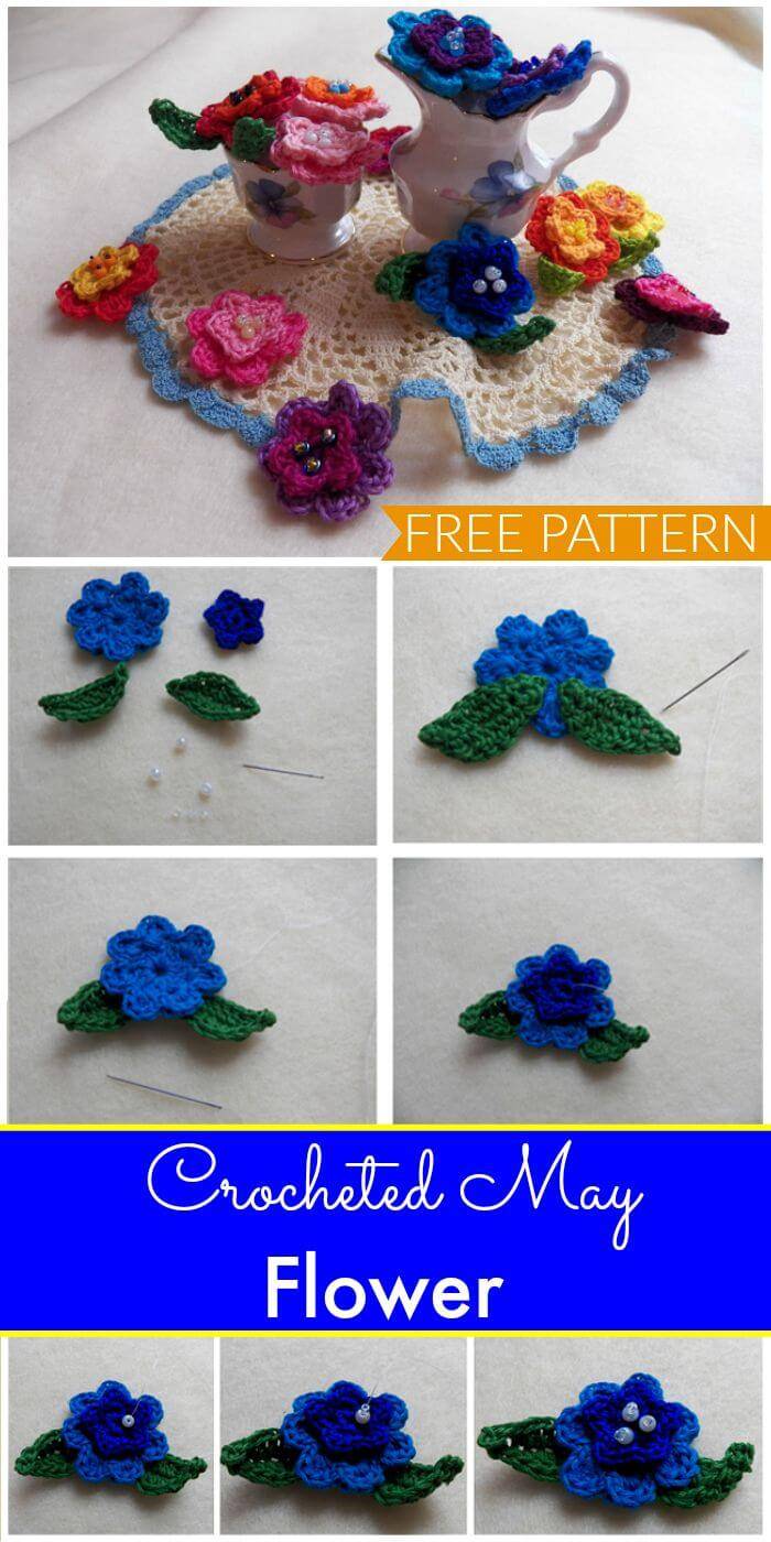 DIY Crocheted May Flowers-Free Crochet Pattern, Free crochet flower patterns for crochet lovers! DIY projects about how to crochet flowers!