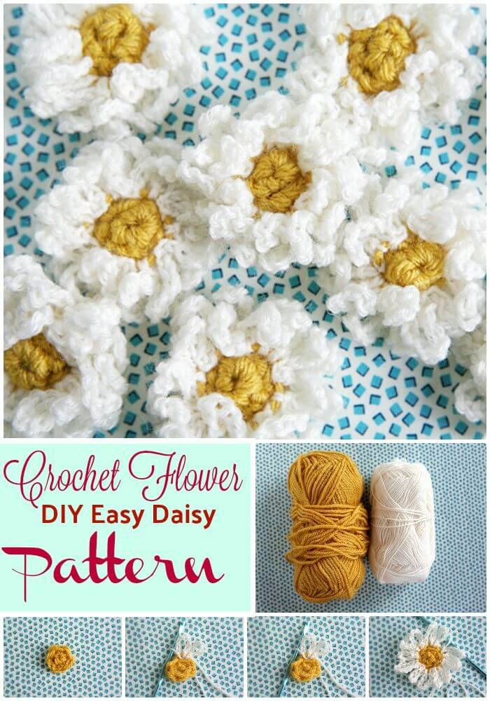 DIY Easy Daisy Crochet Flower Pattern, Free fast easy crochet patterns for beautiful flowers! Crochet free flower patterns!