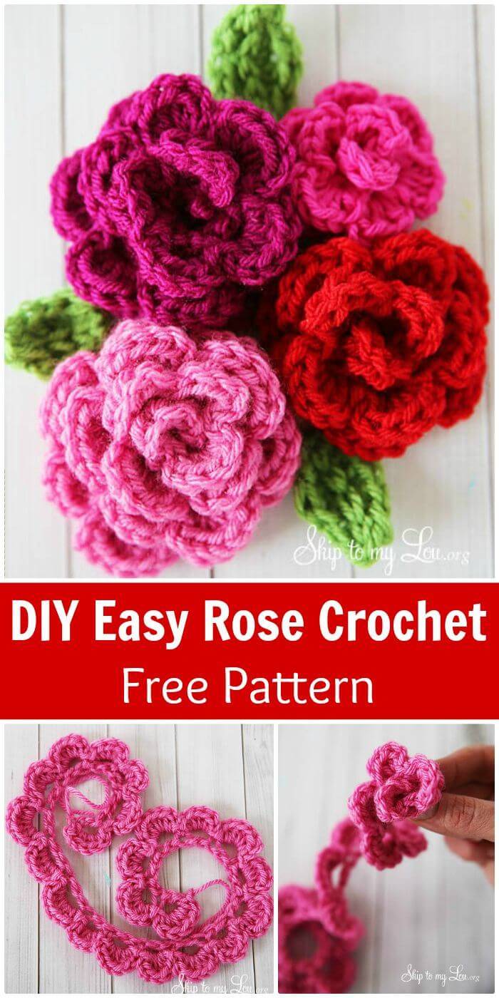 DIY Easy Rose Crochet Pattern, Crochet flowers with step-by-step instructions!