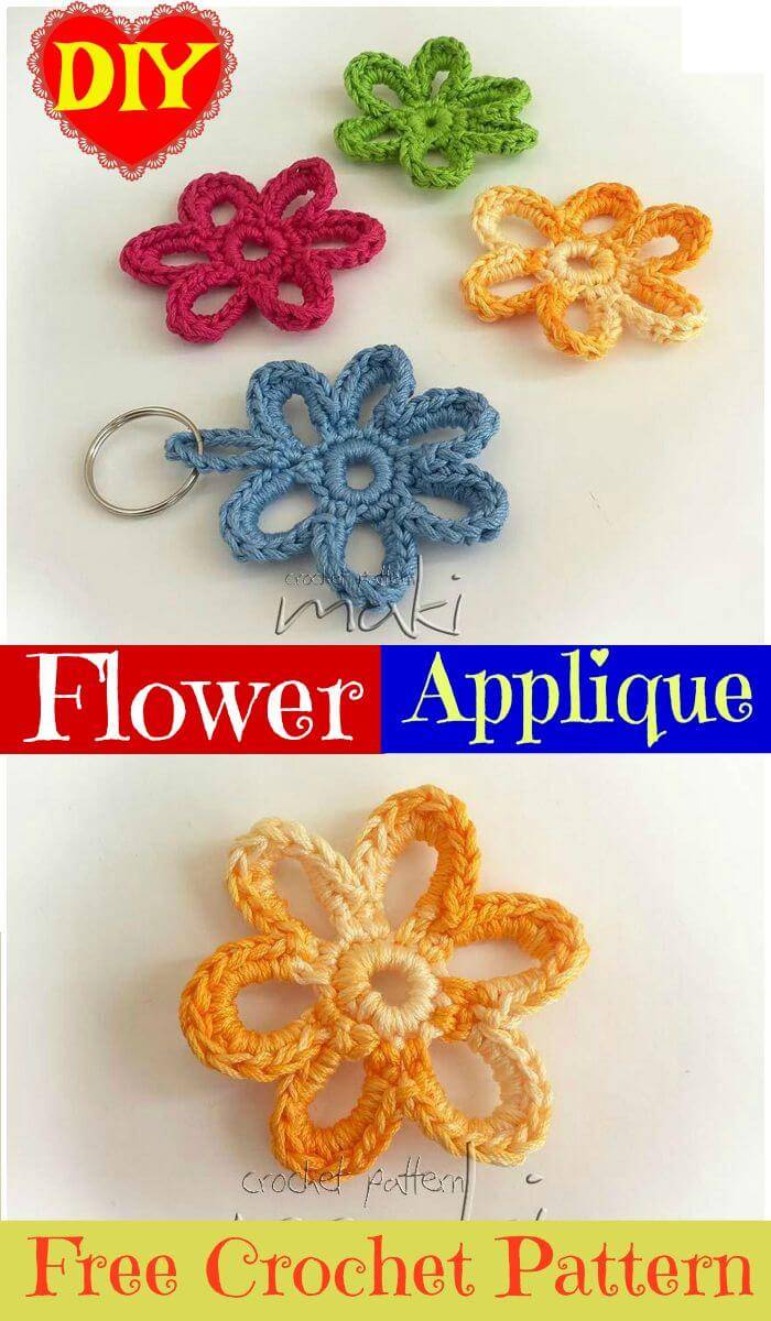 DIY Flower Applique-Free Pattern, Crochet flowers with step-by-step instructions!