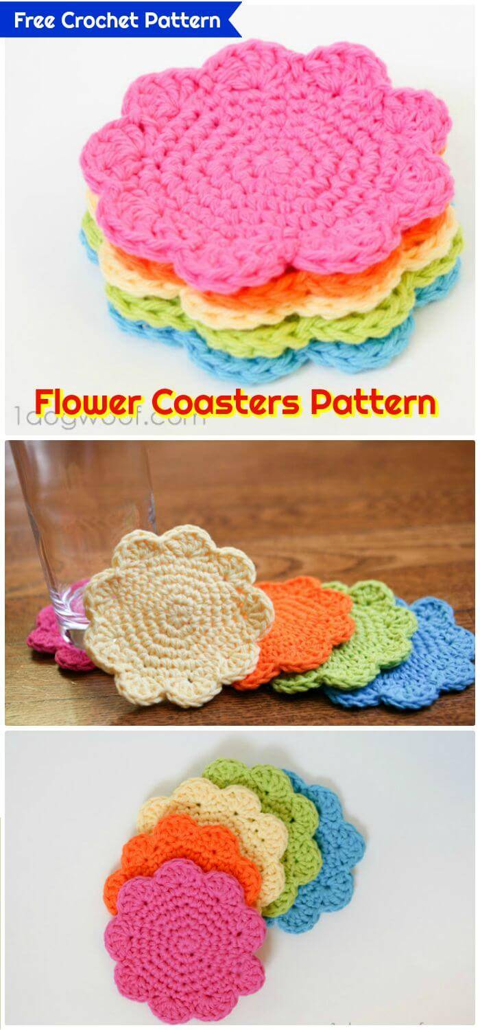 DIY Flower Coasters Pattern-Free Crochet Pattern, Free crochet coaster patterns with easy tutorials! How to crochet a coaster for beginners!