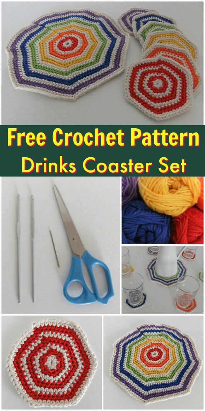 DIY Free Crochet Pattern Drinks Coaster Set, Brilliant Crochet Coasters for Beginners!