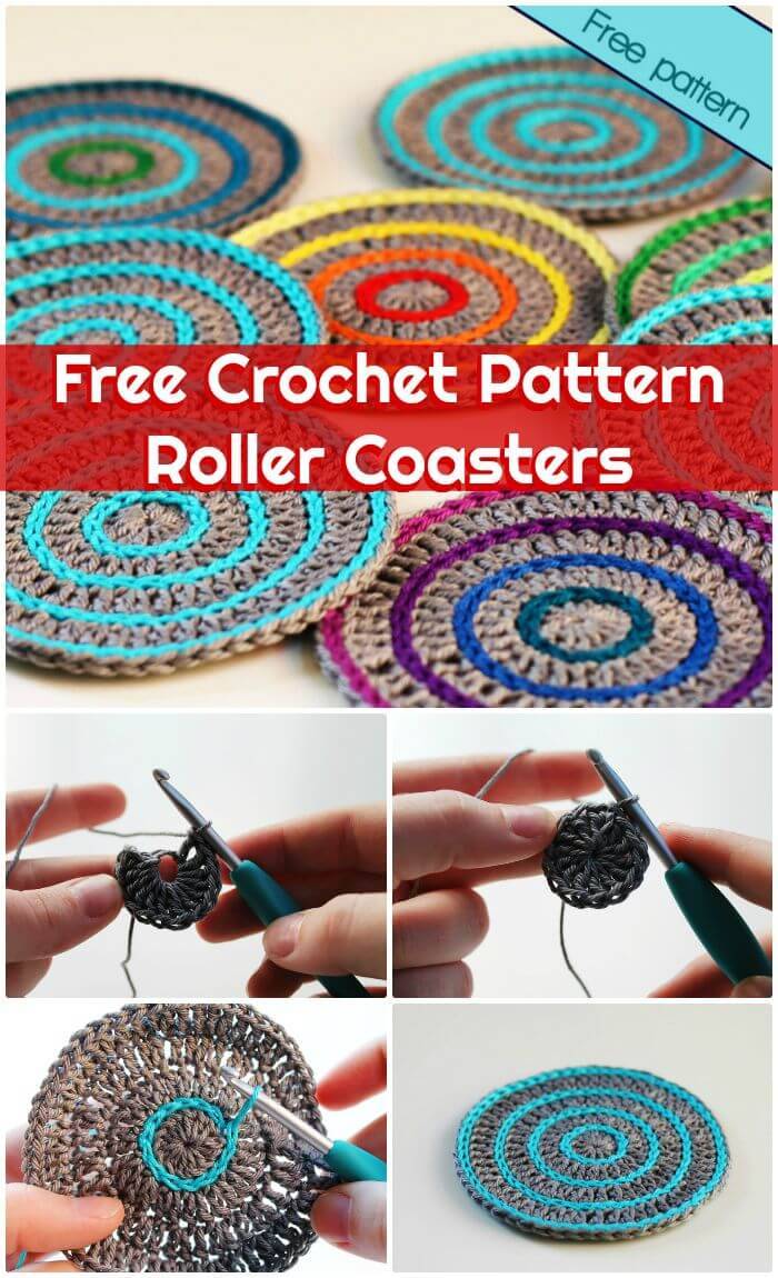 DIY Free Crochet Pattern Roller Coasters, Outstanding Crochet coasters for beginners!