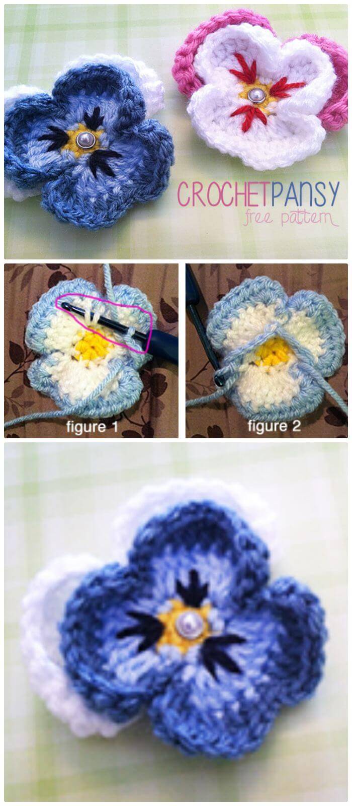 DIY Free Pattern Of Pansy Flower Crochet Pattern, Easy and quick crochet flowers patterns with free guides!