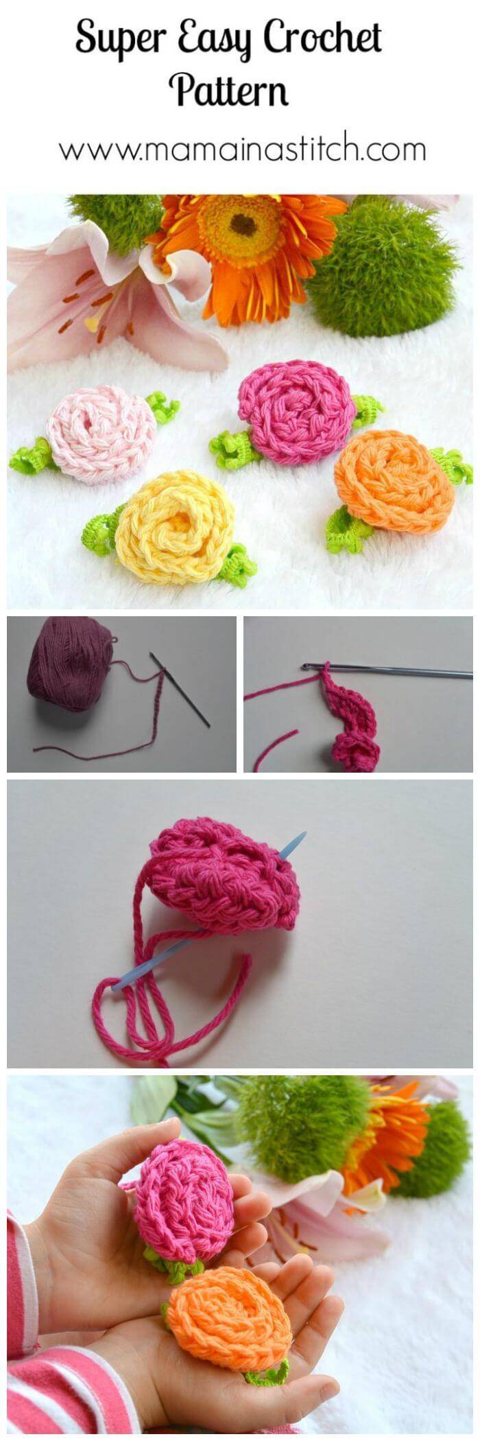 DIY Little Crochet Deco Roses, how to crochet a rose, free rose crochet pattern!