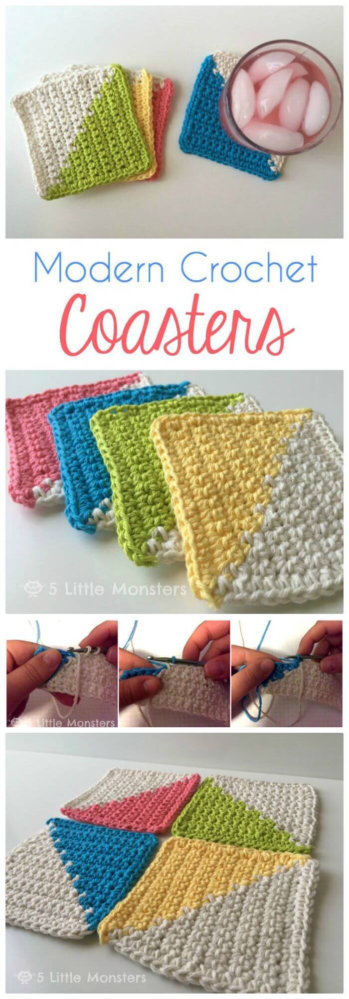 DIY Modern Crochet Coasters-Free Pattern, Free Crochet Patterns for Modern Coasters!