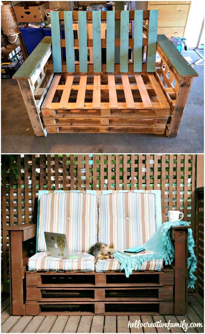 How to Make an Outdoor Pallet Couch or Sofa - DIY Pallet Furniture