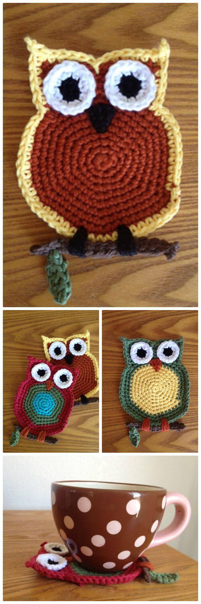 DIY Owl Coaster-Free Crochet Pattern, Free easy crochet coaster patterns for crochet lovers! Outstanding Crochet coasters for beginners!
