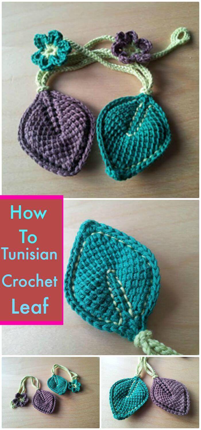 DIY Simple & Easy Tunisian Crochet Leaf, Super easy and free crochet flower patterns!