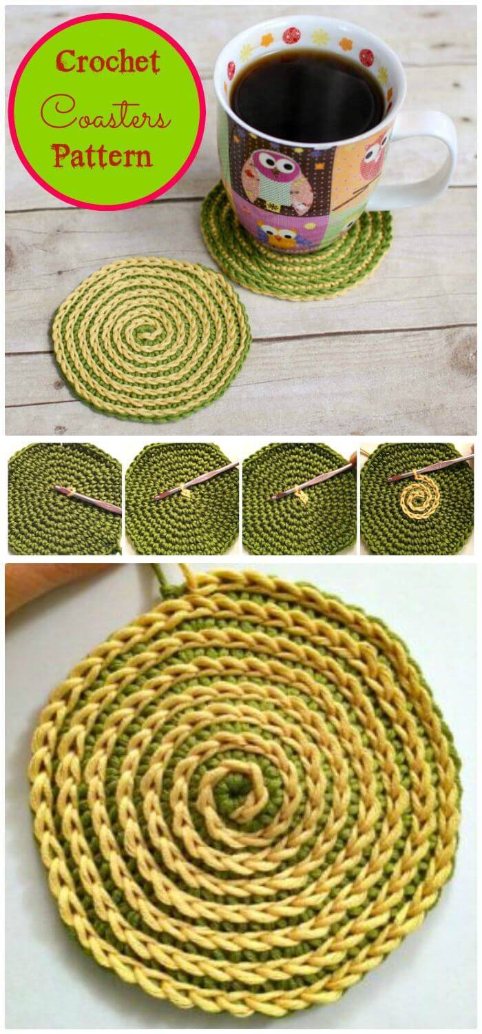 DIY Summer Spiral Crochet Coasters Pattern, Free easy crochet coaster patterns for crochet lovers! Outstanding Crochet coasters for beginners!