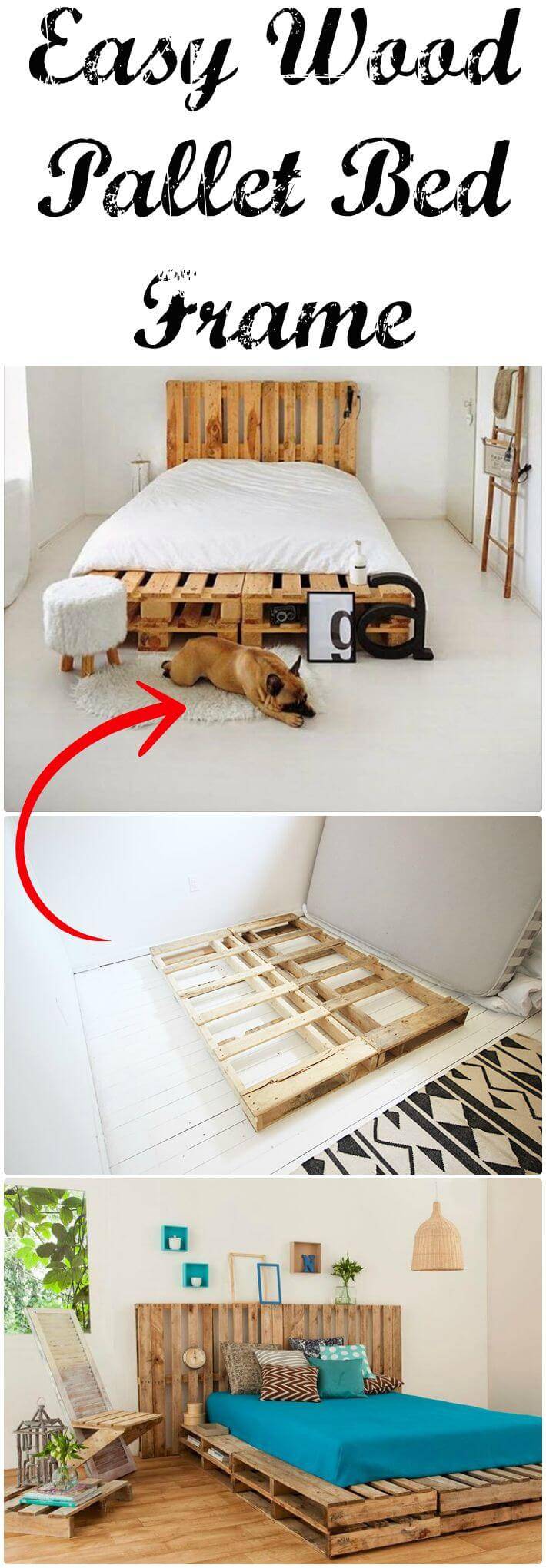 DIY Easy Wood Pallet Bed Frame - DIY Pallet Furniture Ideas