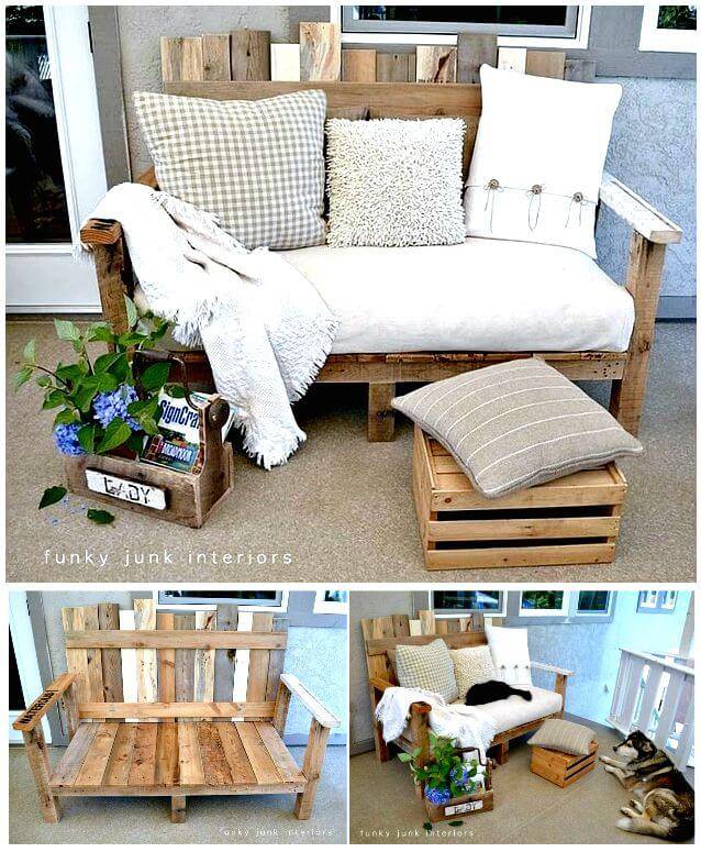 DIY Wooden Pallet Sofa Tutorial - DIY Pallet Sitting Furniture Plans