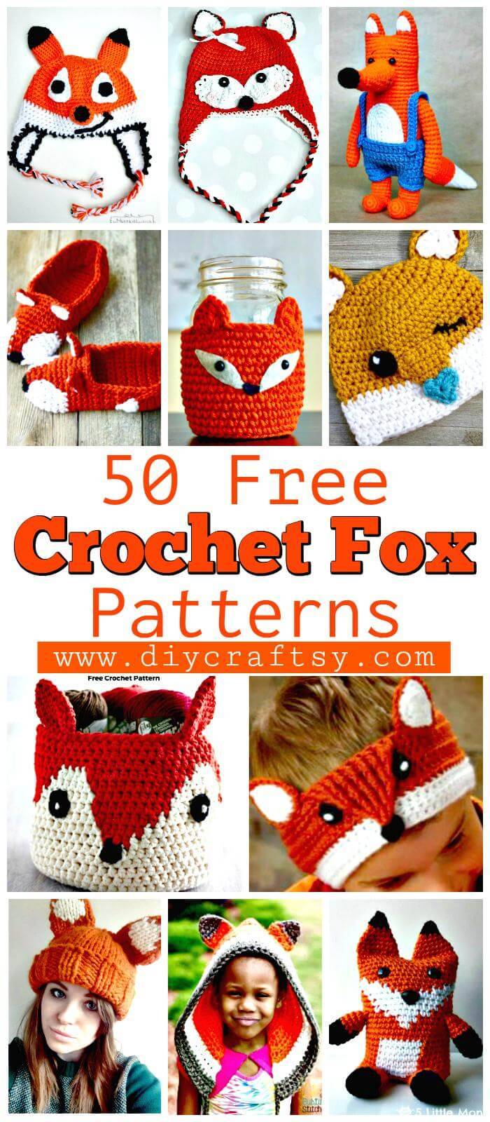 50 Free Crochet Fox Patterns - Crochet Fox Hat - Crochet Blanket, Crochet Basket, Crochet Scarf, Crochet Booties and Much more you want from free crochet patterns.