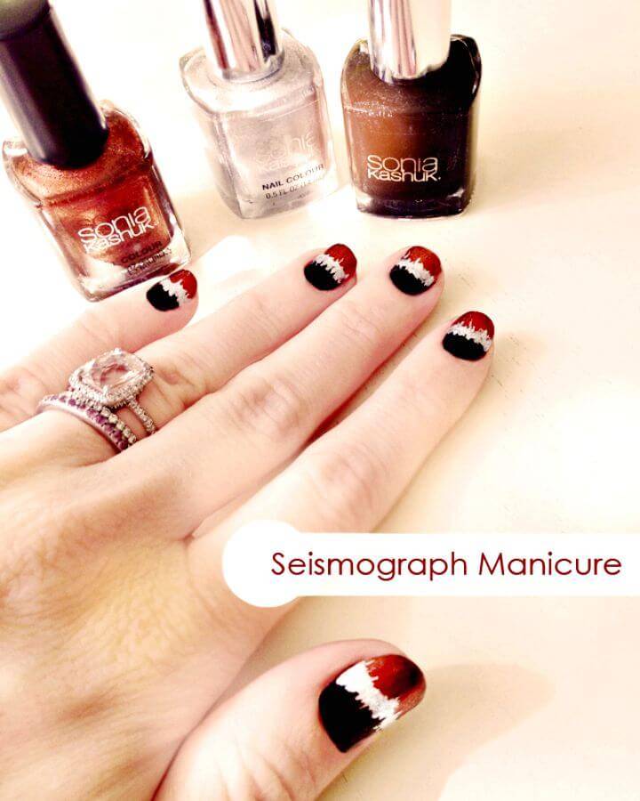 DIY Black, Copper and Silver Metallic Seismograph Nails