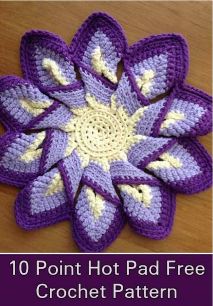 Crochet 10 Point Hot Pad Free Pattern