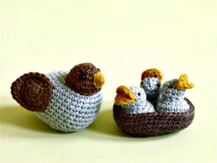 How To Free Crochet Amigurumi Baby Birds In A Nest Pattern