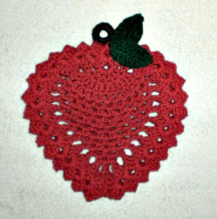 How To Easy Crochet Apple Trivet - Free Pattern