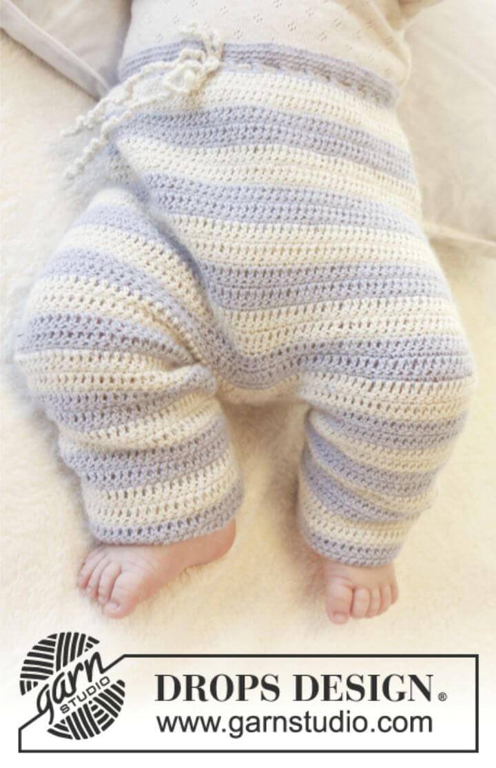 Crochet Baby Pants With Tie-Waist - Free Pattern
