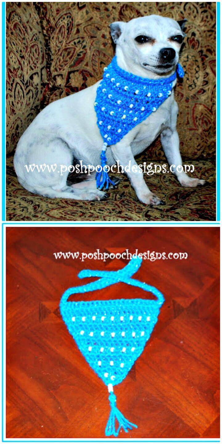 Free Crochet Beaded Bandanna For Dogs Pattern