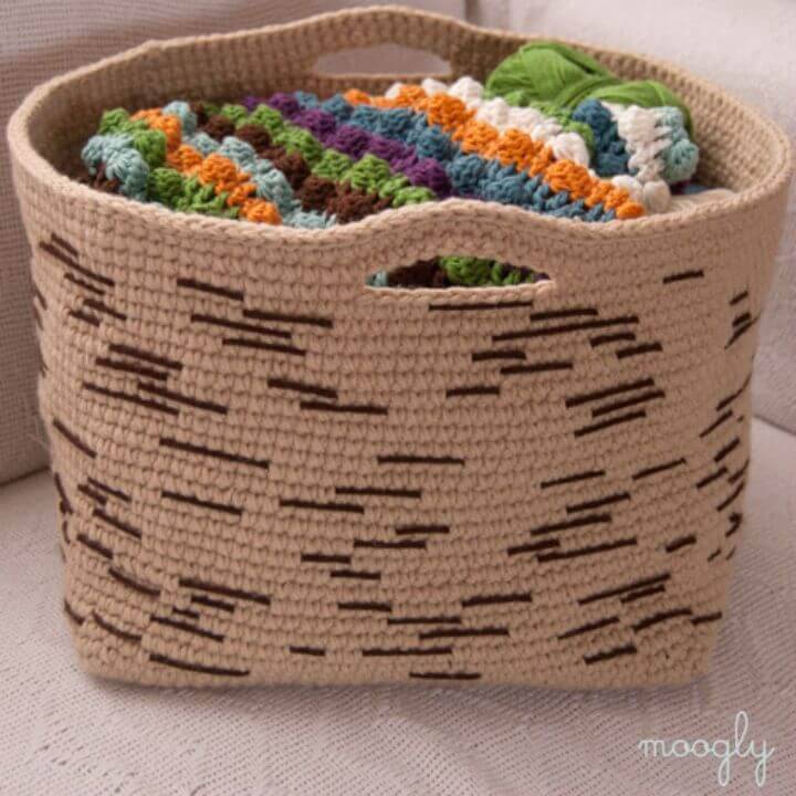 Free Crochet Birch Bark Basket Pattern