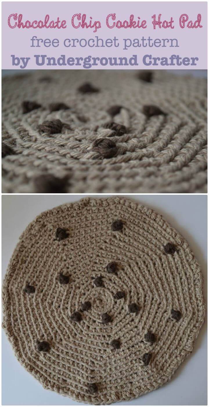 Easy Free Crochet Chocolate Chip Cookie Hot Pad Pattern