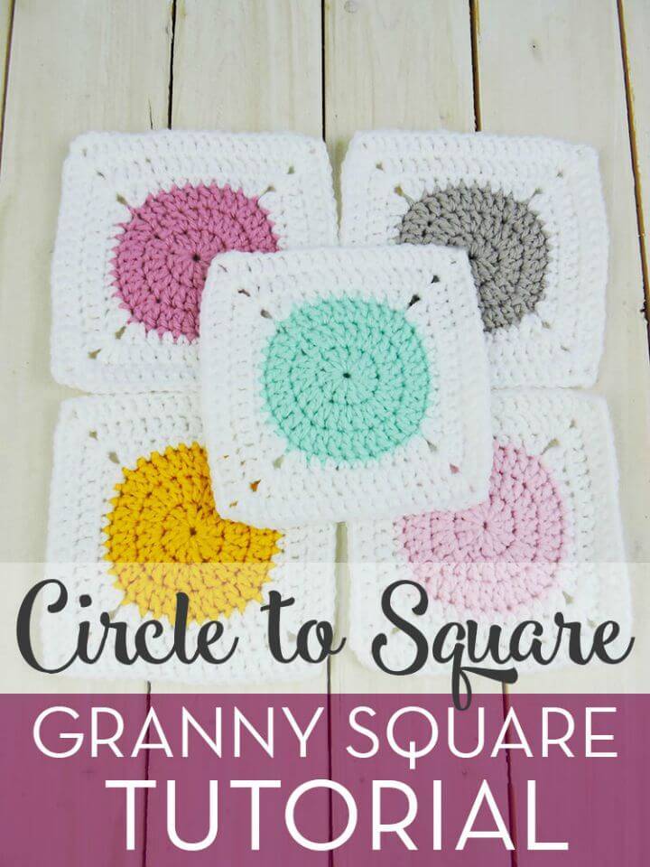 Free Crochet Circle To Square Granny Square Tutorial