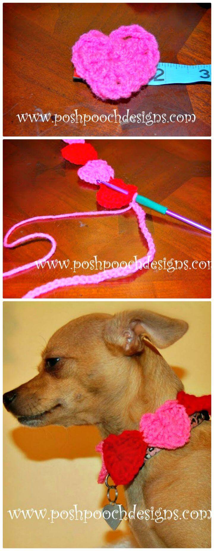 Crochet Conversation Hearts Dog Collar - Free Pattern