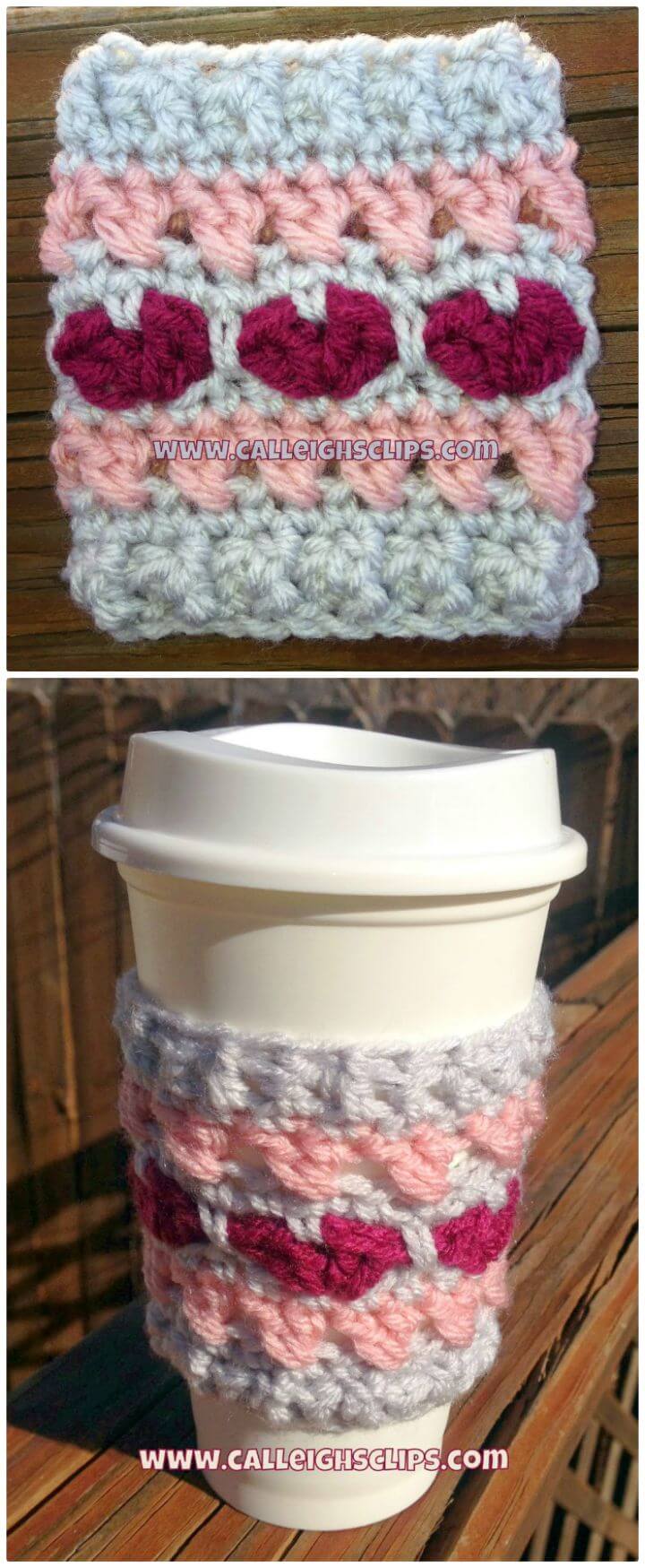 Crochet Cross Your Heart Coffee Cozy - Free Pattern