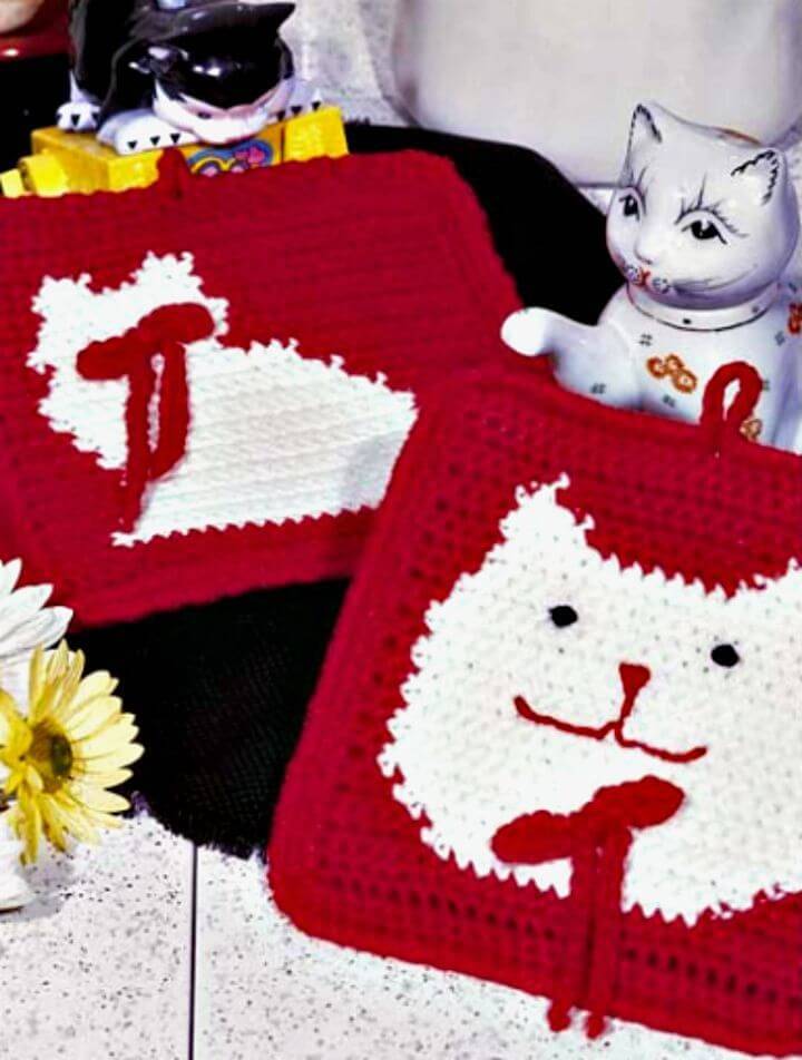 Cute Free Crochet Kitties Pot Holders Pattern