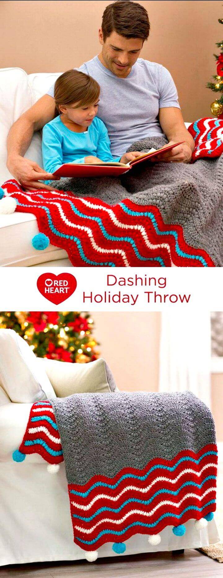 How To Crochet Dashing Holiday Throw Blanket - Free Pattern