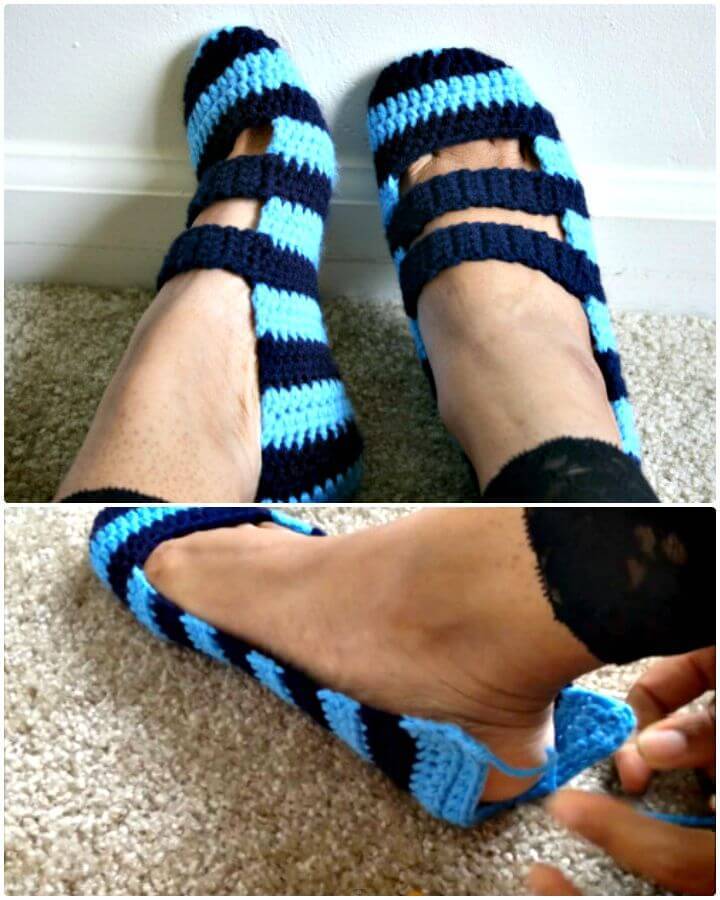 How To Crochet Double Strapped Slippers - Free Pattern