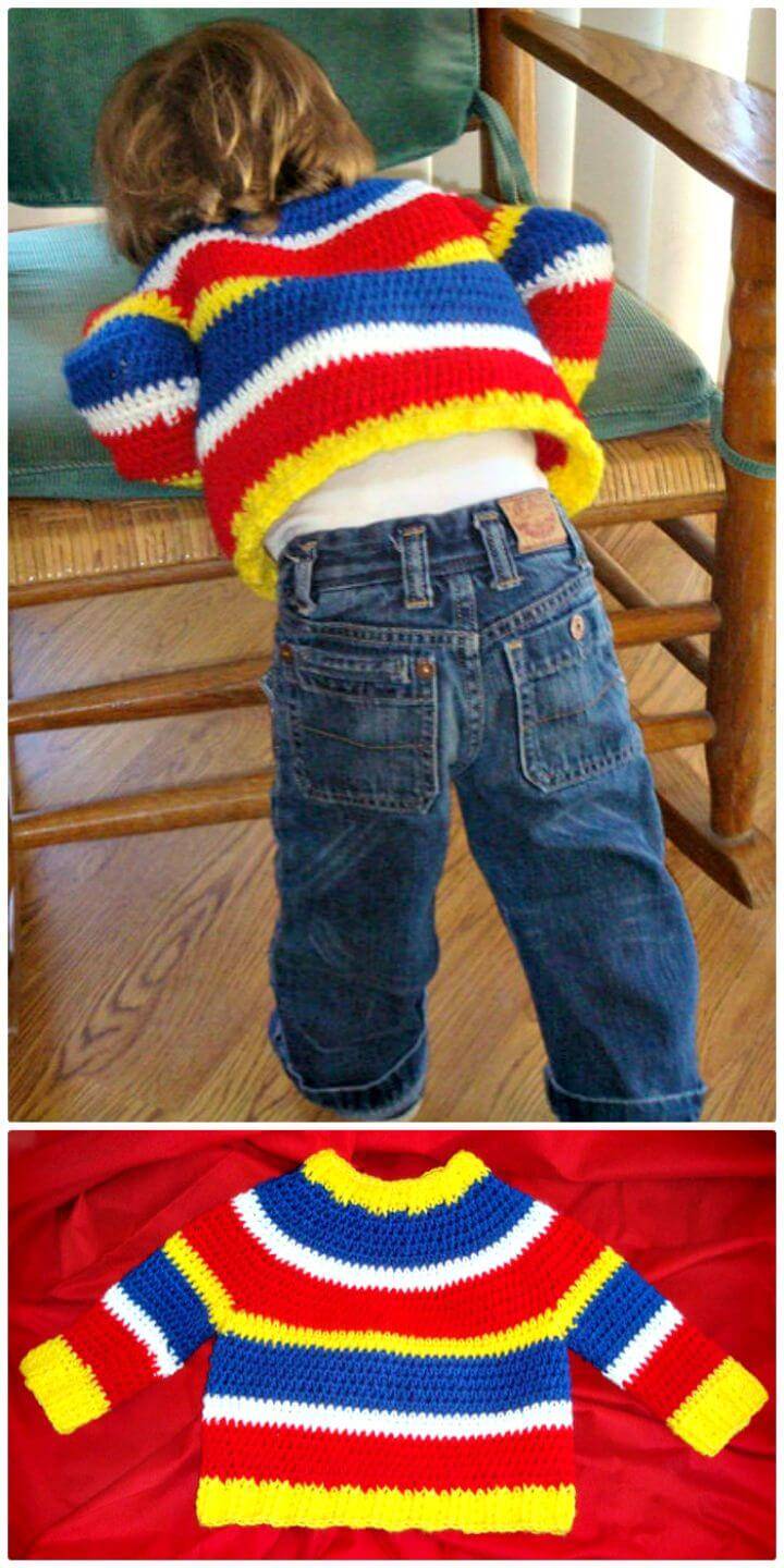How To Crochet Easy Ernie Baby Sweater – Free Pattern