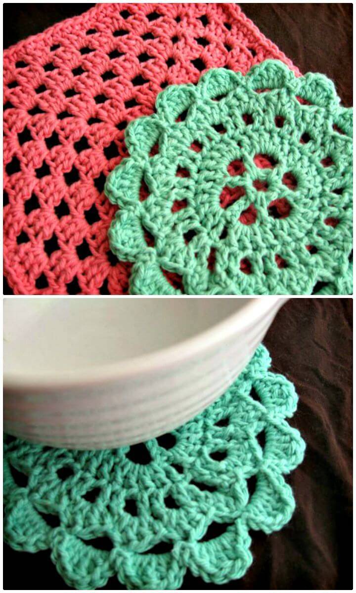 Easy Free Crochet Flower Trivet Pattern
