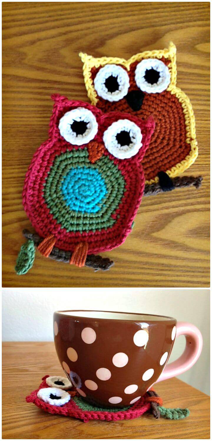 Free Easy Crochet Owl Coasters Pattern