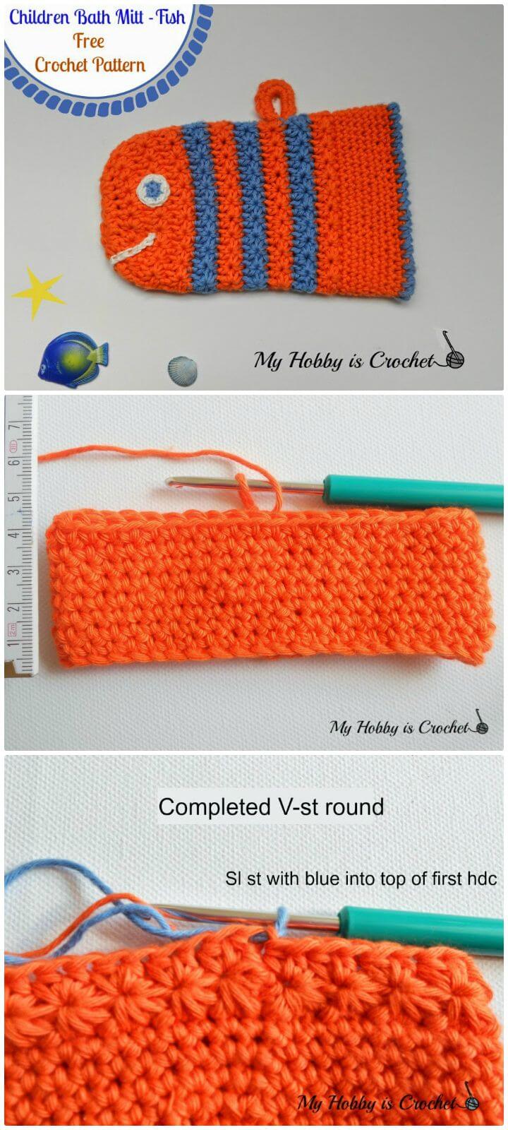 How To Crochet Star Stitch Fish Bath Mitt