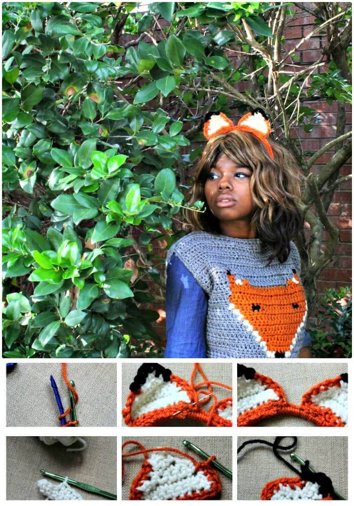 Crochet Fox Ear Headband - Free Pattern