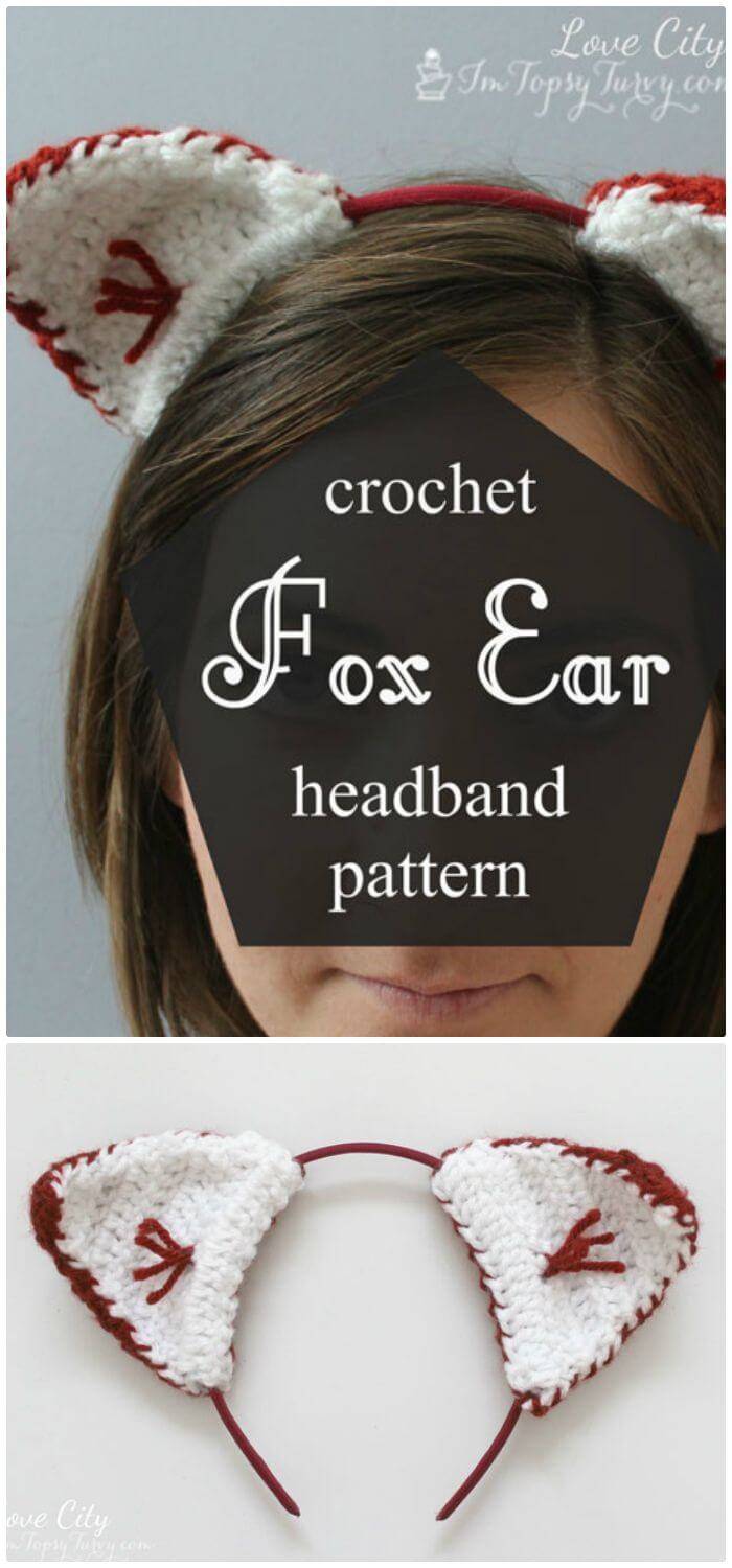 Crochet Fox Ear Headband Free Pattern