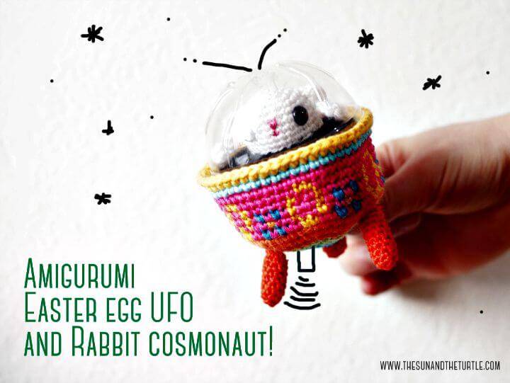 Crochet Easter Bunny In Colored Egg Spaceship - Free Amigurumi Pattern