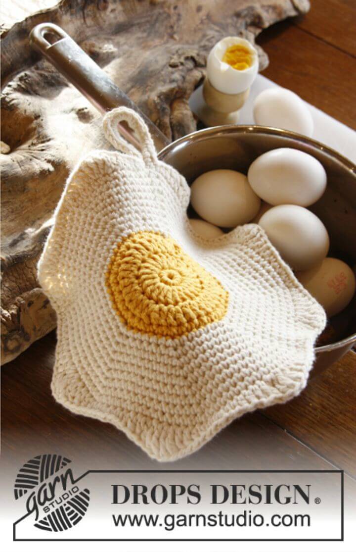 Free Crochet Fried Egg Pot Holder Pattern