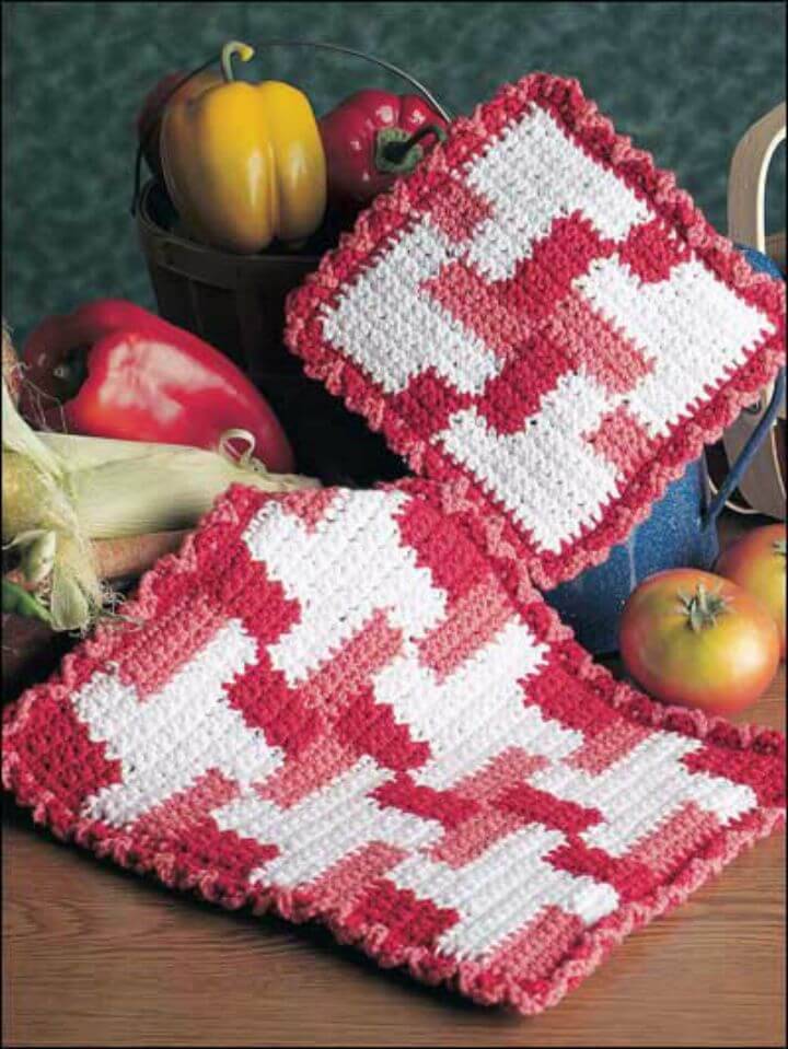 Crochet Geraniums Pot Holder and Hot Mat - Free Pattern